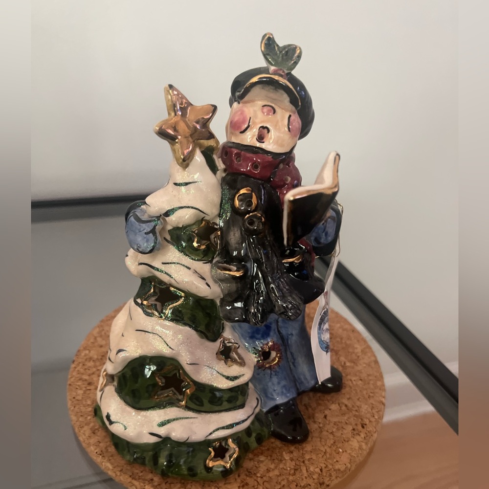 - Blue Sky Clayworks Victorian Boy Tea Light Christmas Caroler Heather Gol…
